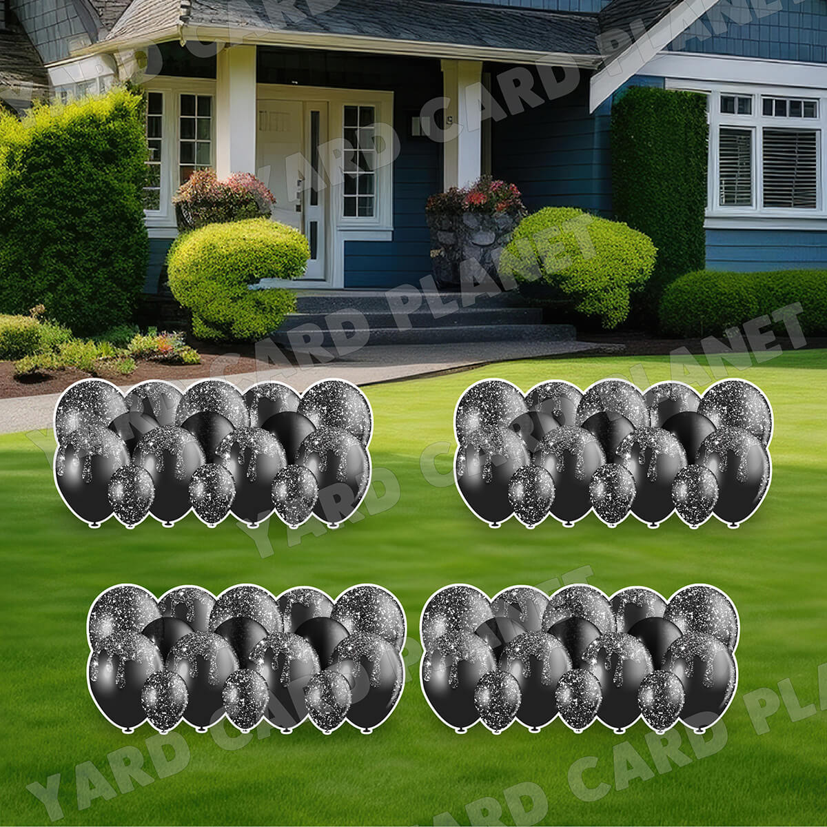 Black Glitter Balloon Panels Yard Card Set