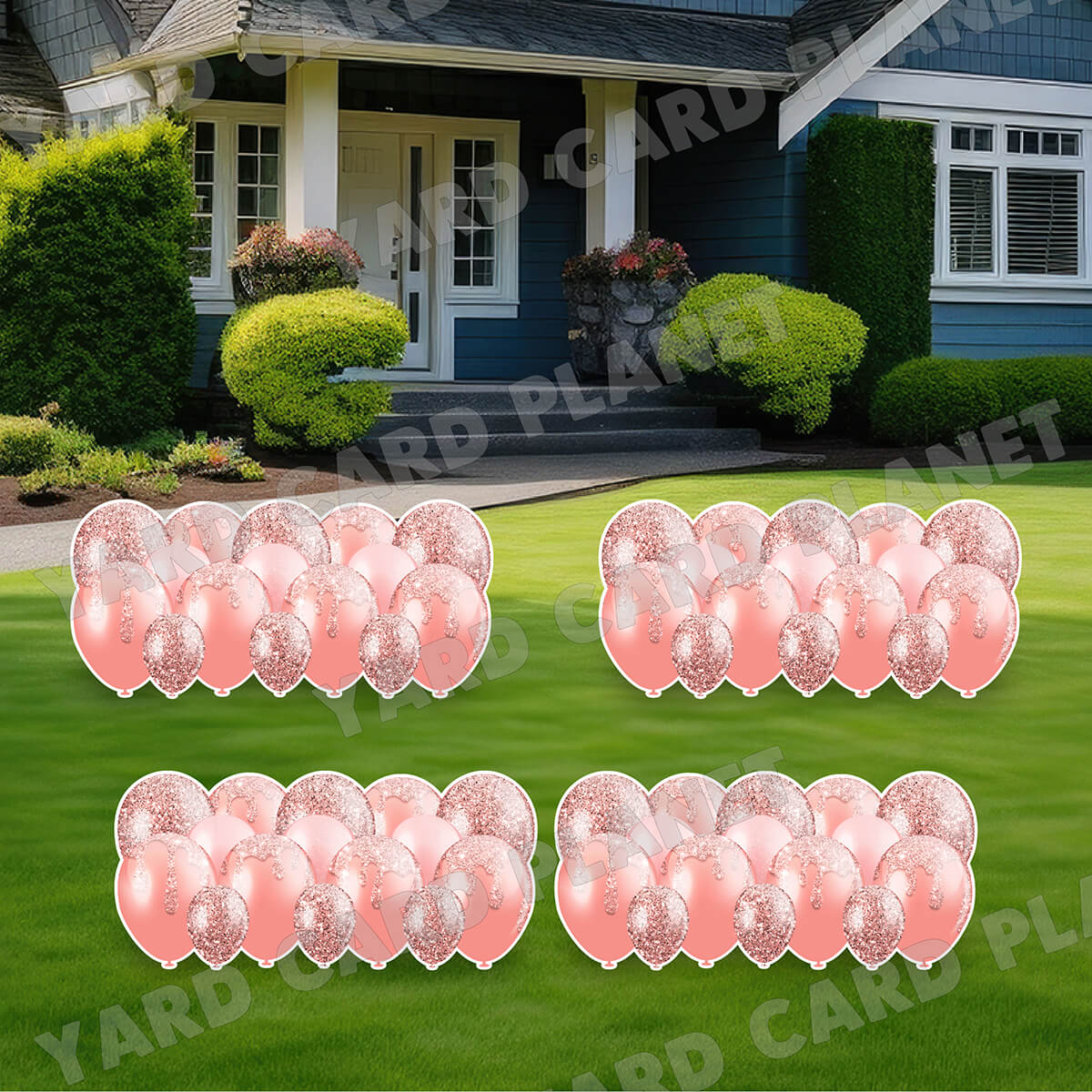 Rose Gold Glitter Balloon Panels Yard Card Set