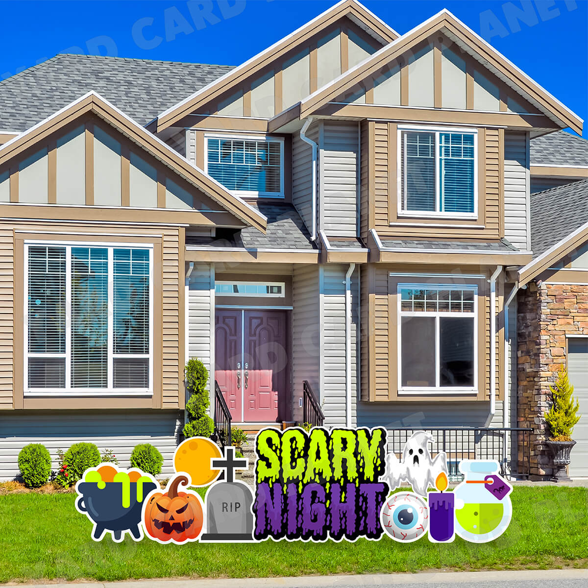 Scary Night Halloween EZ Quick Sign and Yard Card Flair Set