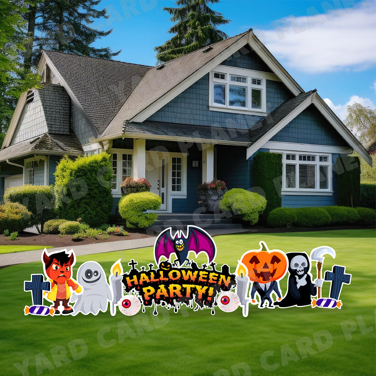 Halloween Party EZ Quick Sign and Yard Card Flair Set