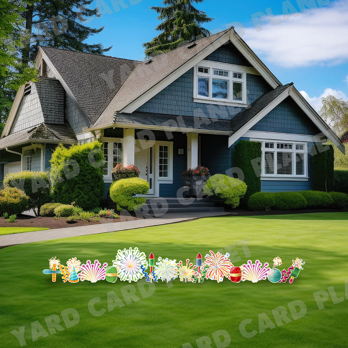 Fireworks and Streamers Yard Card Flair Set