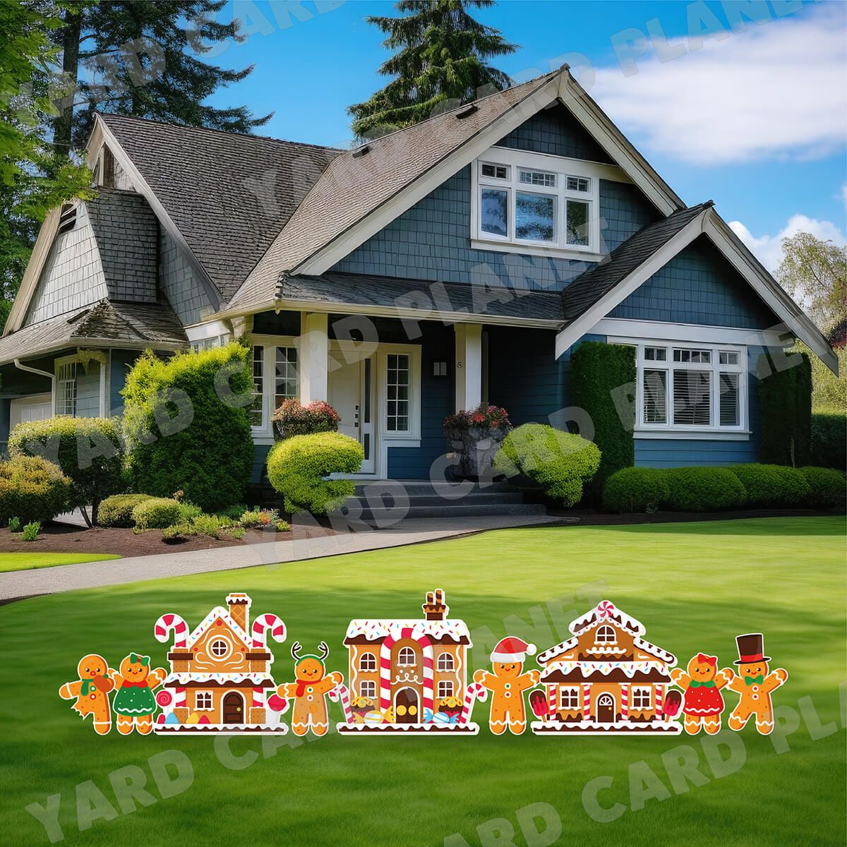 Merry Christmas Gingerbread Yard Card Flair Set