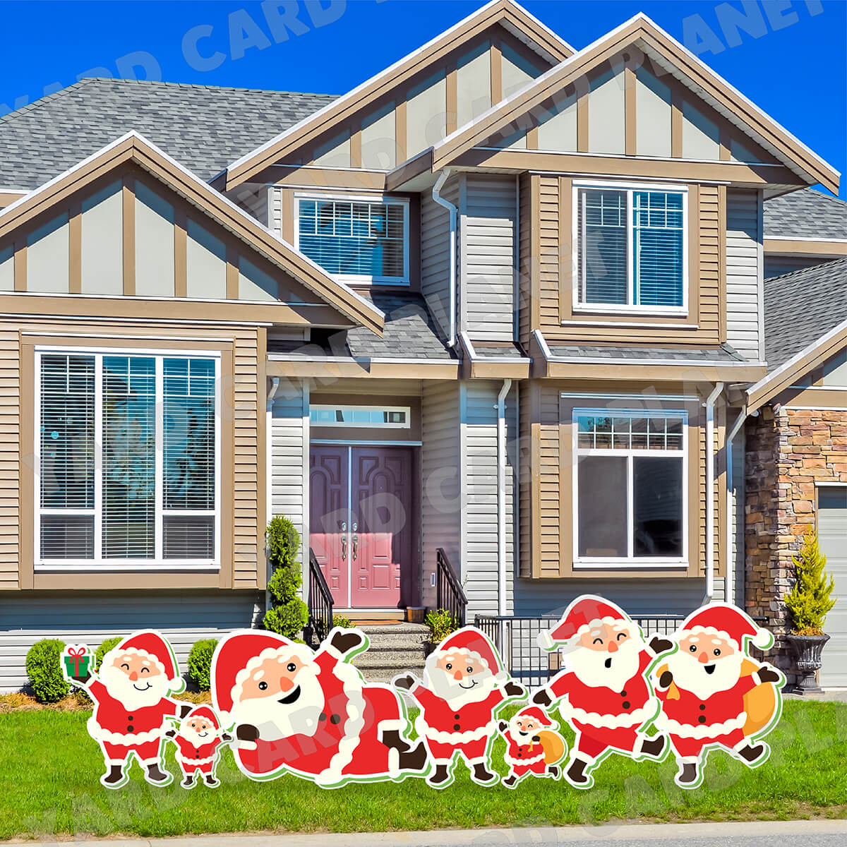 Cute Merry Christmas Santa Yard Card Flair Set