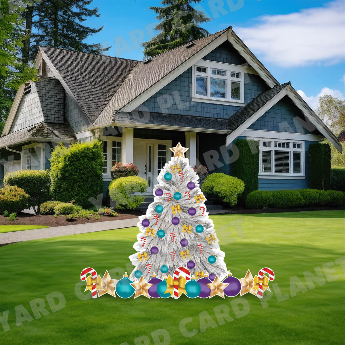 Frosted Christmas Tree EZ Quick Set and Yard Card Flair Set