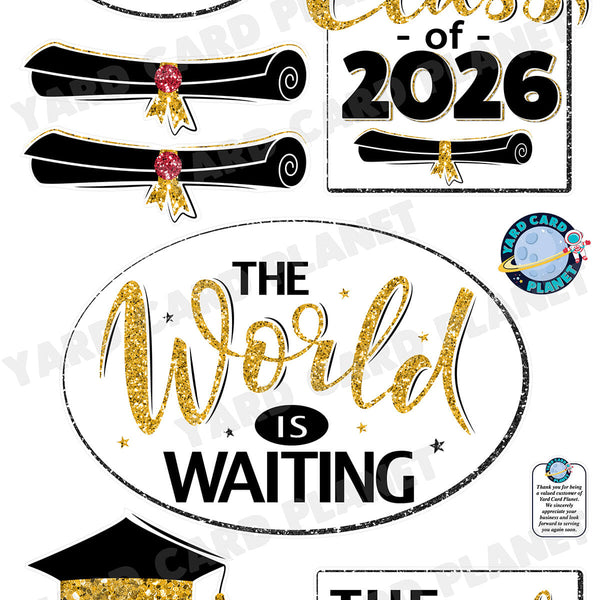 college grad card sayings Glitter Pattern Graduation Sayings Signs and Yard Card Flair Set
