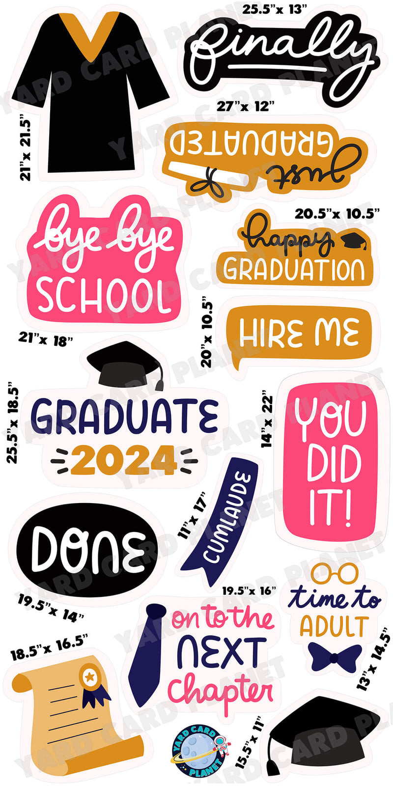 Fun Graduation Sticker Signs Yard Card Flair Set