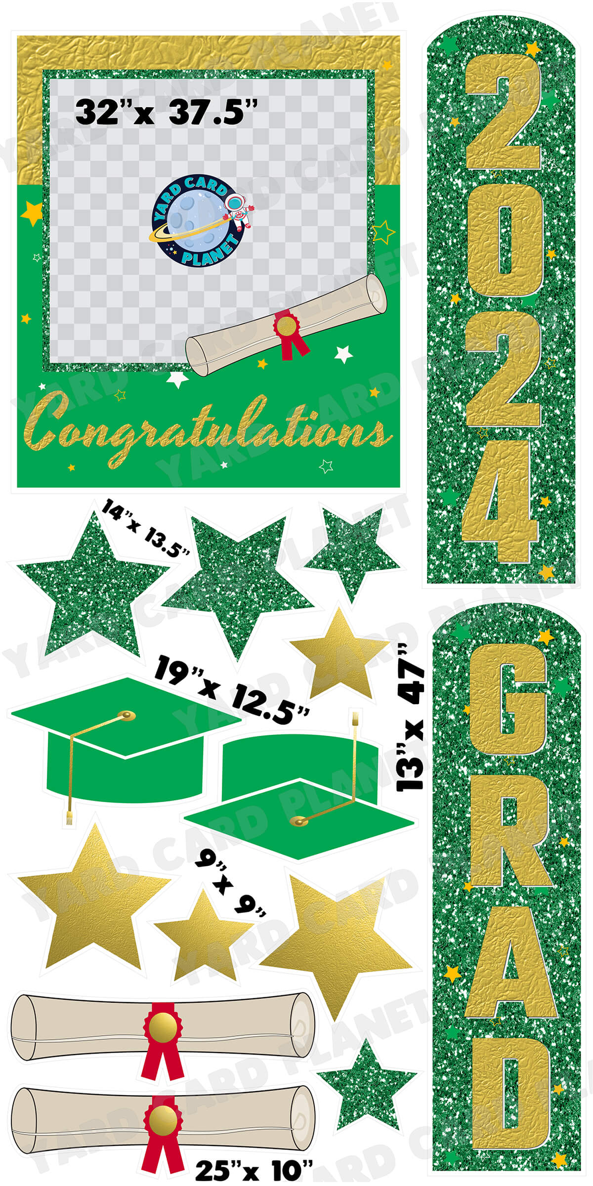 Graduation Cap| Graduate Diploma | 2024 Tassle Yard Cards - UV High resolution Coroplast printing Half Sheet