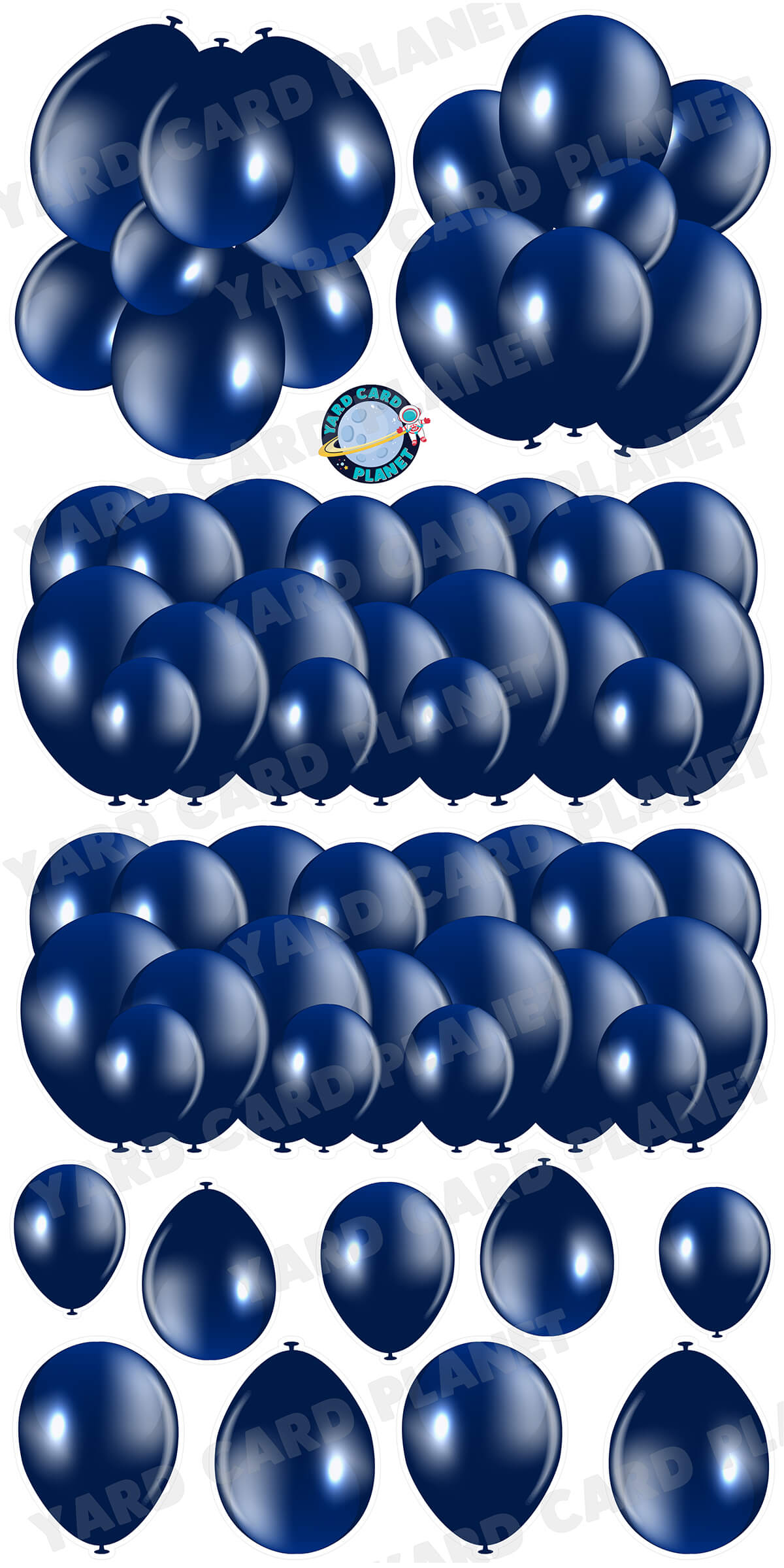 Navy Blue Balloon Panels, Bouquets and Singles Yard Card Set