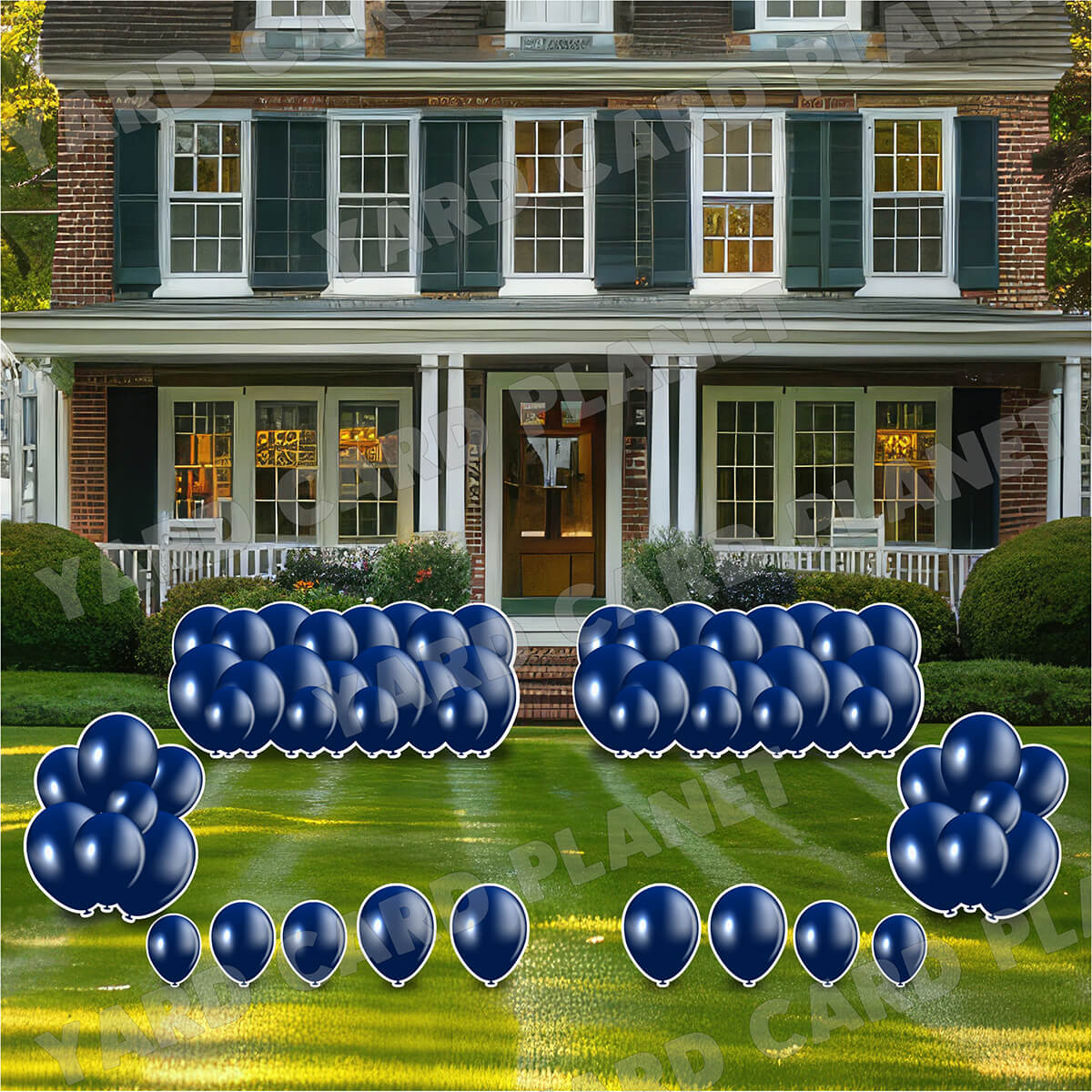 Navy Blue Balloon Panels, Bouquets and Singles Yard Card Set