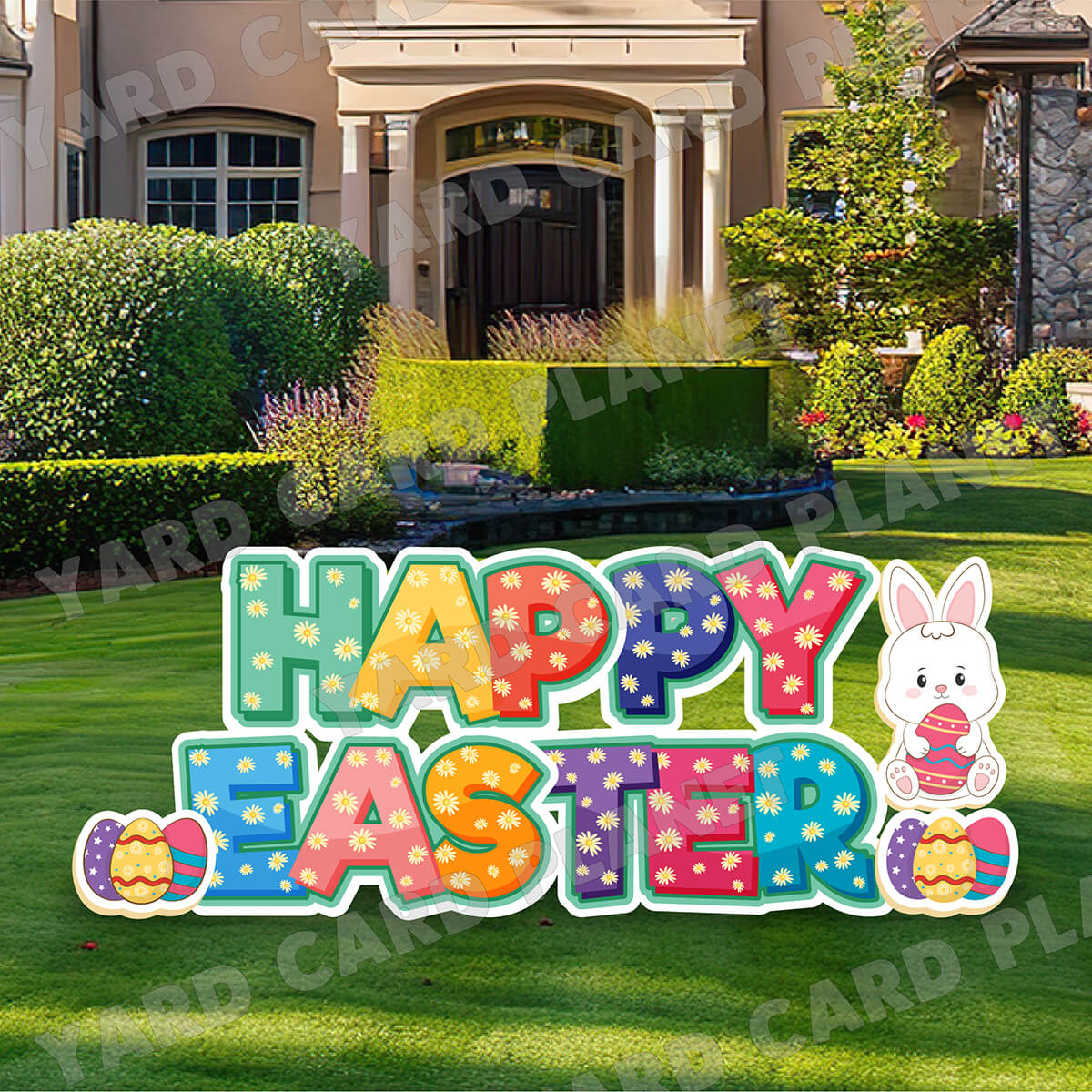 Happy Easter Floral EZ Quick Set and Yard Card Flair Set