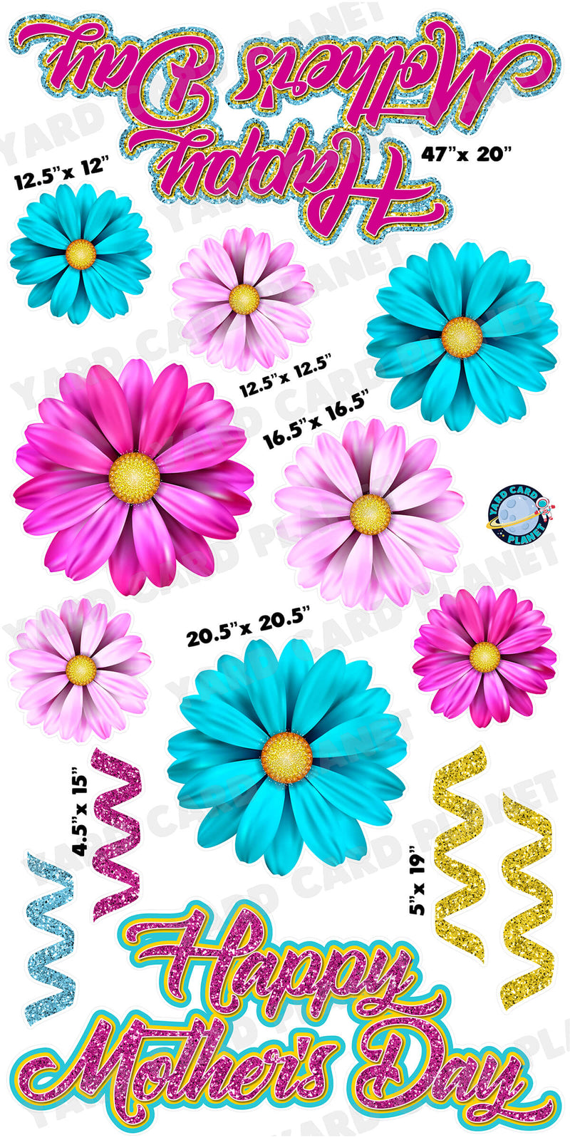 Happy Mother's Day EZ Quick Signs and Daisies Yard Card Flair Set