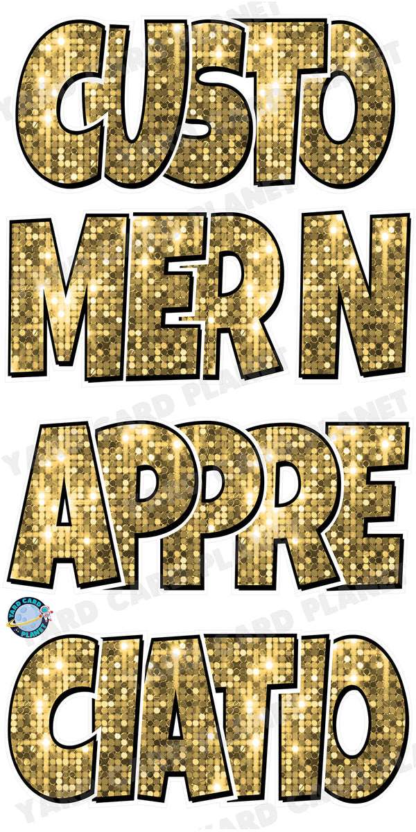 20.5" Customer Appreciation Yard Card EZ Quick Sets in Luckiest Guy Font in Sequin Pattern (Available in Multiple Colors)