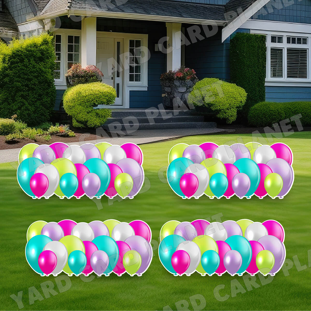 Pastel Multi Colored Balloon Panels Yard Card Set