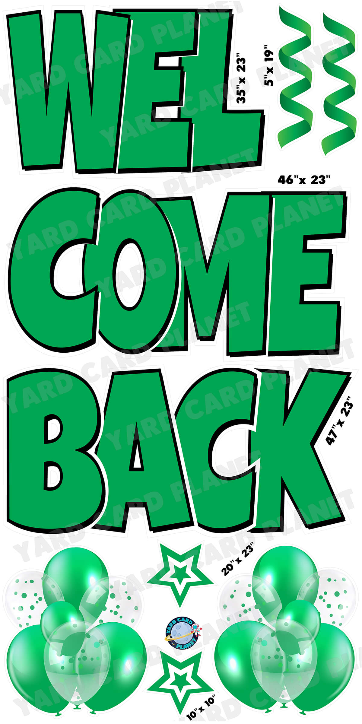 Large 23" Welcome Back Yard Card EZ Quick Sets in Luckiest Guy Font and Flair in Solid Colors (Available in Multiple Colors)