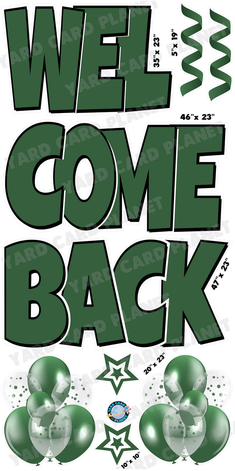Large 23" Welcome Back Yard Card EZ Quick Sets in Luckiest Guy Font and Flair in Solid Colors (Available in Multiple Colors)