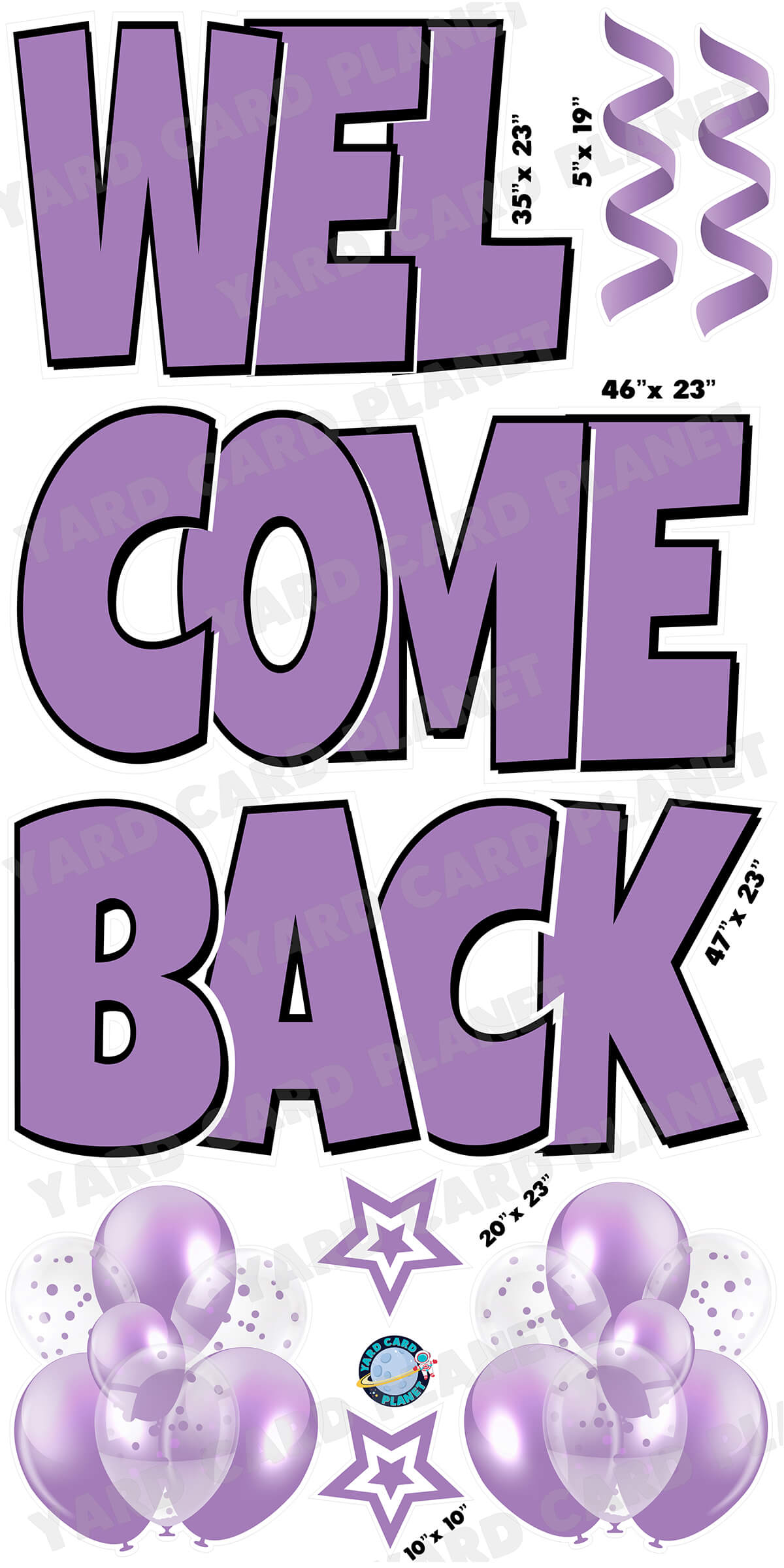 Large 23" Welcome Back Yard Card EZ Quick Sets in Luckiest Guy Font and Flair in Solid Colors (Available in Multiple Colors)