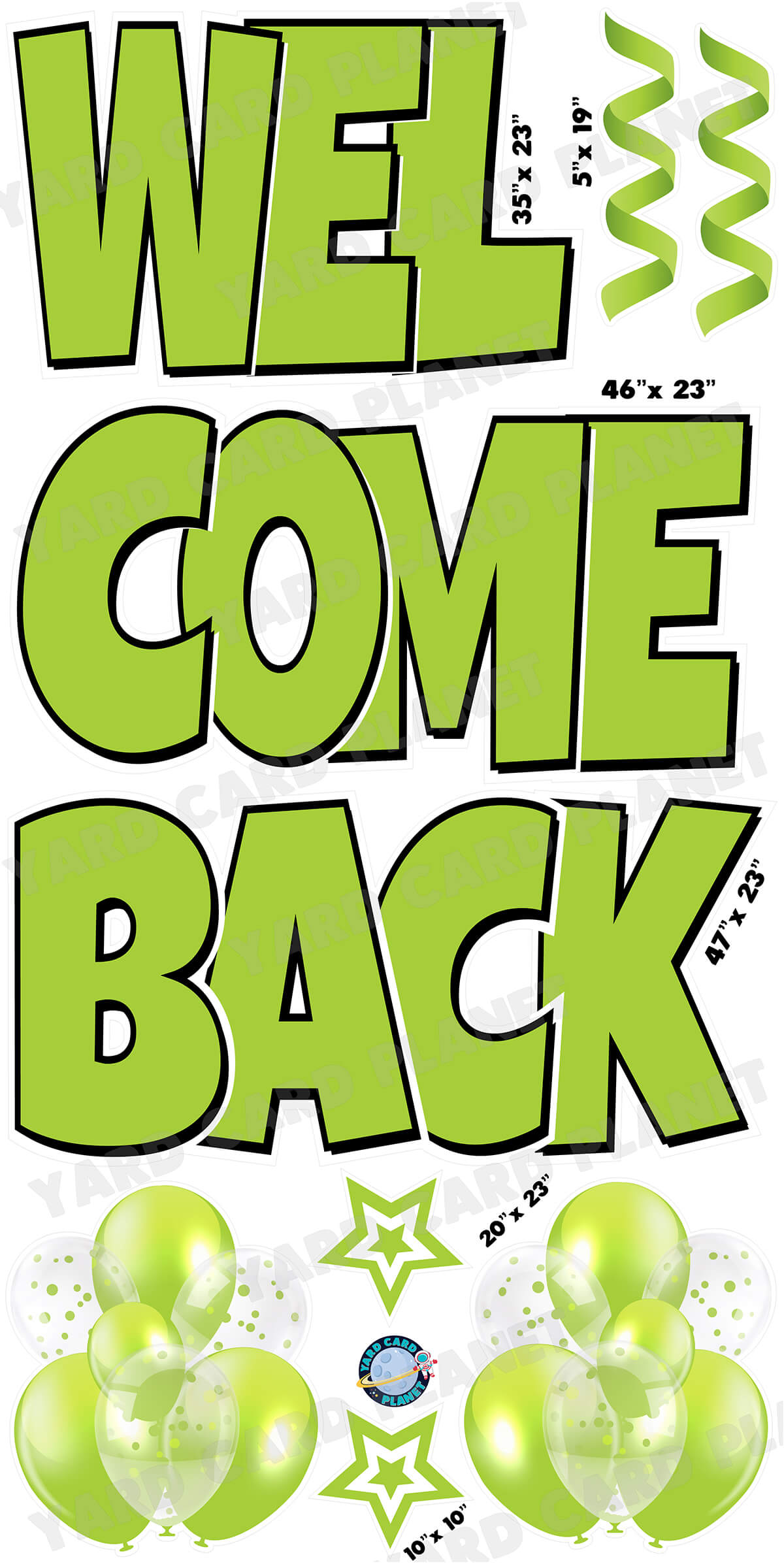 Large 23" Welcome Back Yard Card EZ Quick Sets in Luckiest Guy Font and Flair in Solid Colors (Available in Multiple Colors)