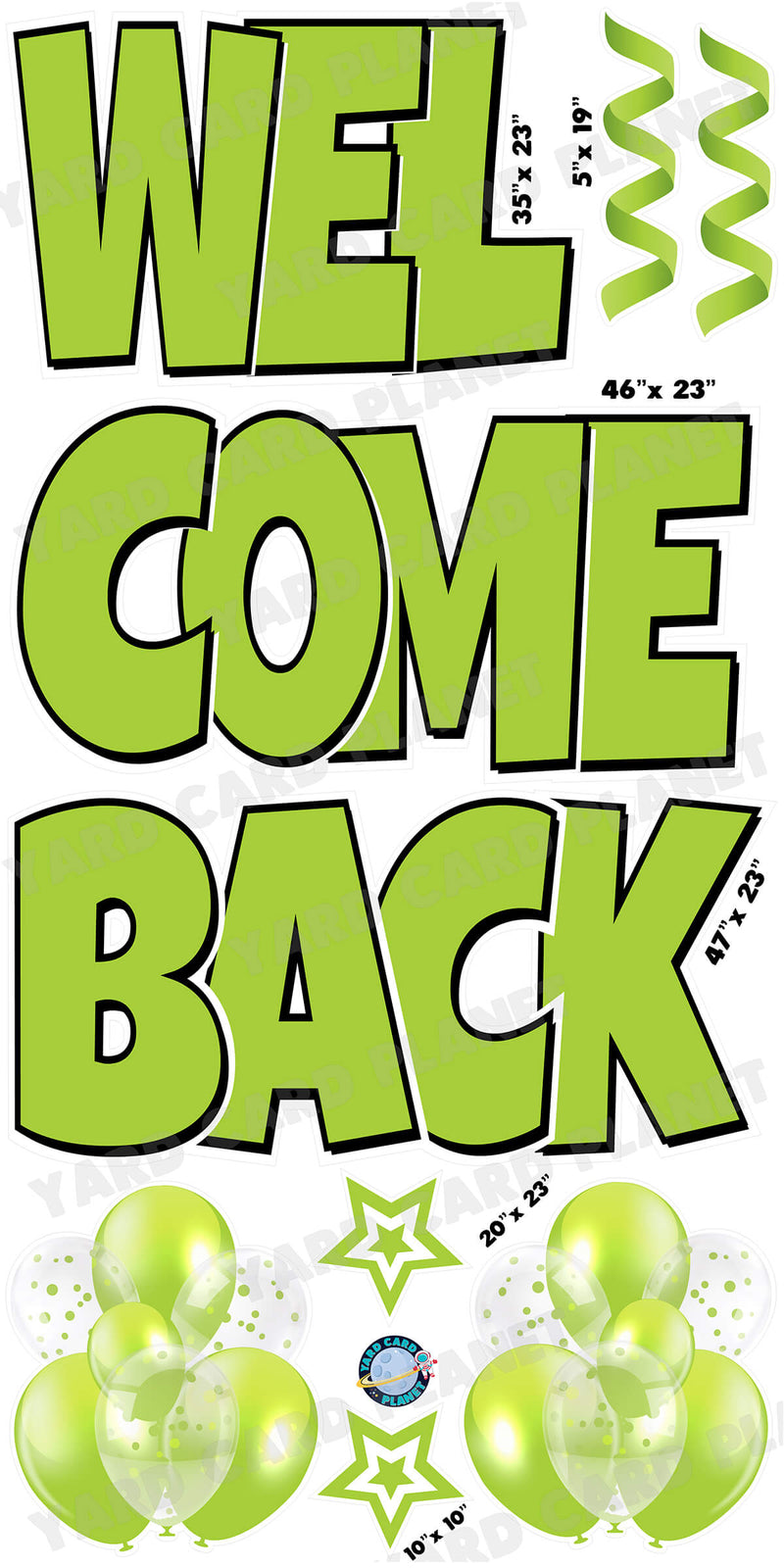 Large 23" Welcome Back Yard Card EZ Quick Sets in Luckiest Guy Font and Flair in Solid Colors (Available in Multiple Colors)