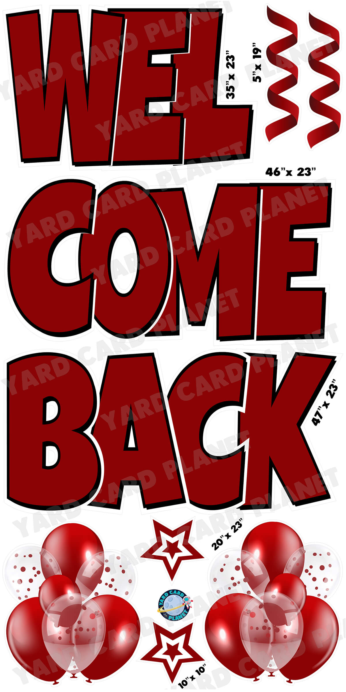 Large 23" Welcome Back Yard Card EZ Quick Sets in Luckiest Guy Font and Flair in Solid Colors (Available in Multiple Colors)