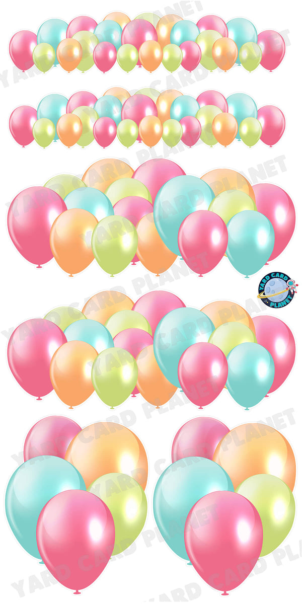 Sherbet Colored Balloons EZ Setup Panels and Borders Yard Card Set