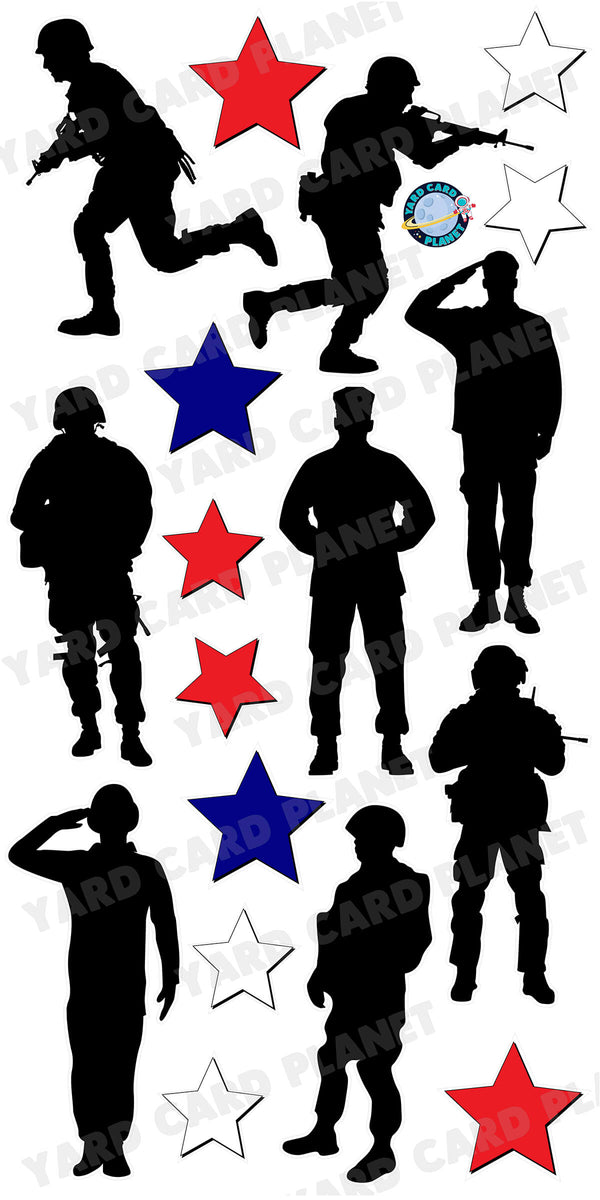 Silhouette Soldiers and Stars Yard Card Flair Set