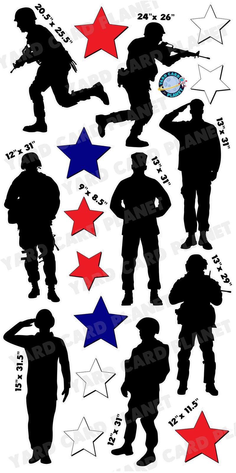 Silhouette Soldiers and Stars Yard Card Flair Set