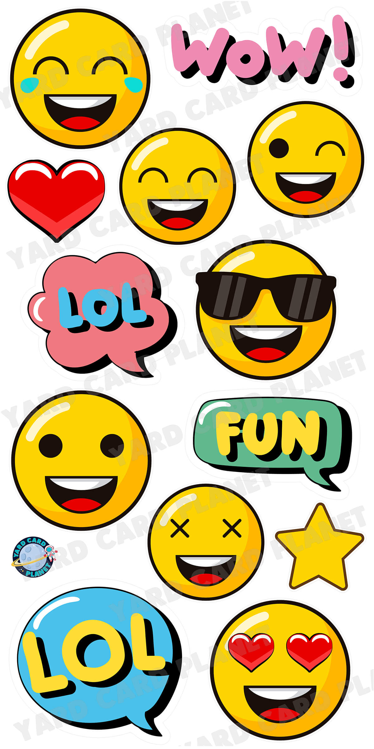 Happy Emojis and EZ Quick Signs Yard Card Flair Set