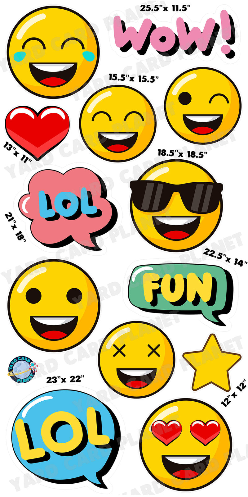 Happy Emojis and EZ Quick Signs Yard Card Flair Set