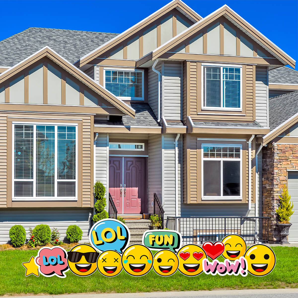 Emojis with Glasses Lawn Decorations, popular Emojis, Fun and Silly Yard Signs, Lawn Setups Filler, Yard Card Business Supplier