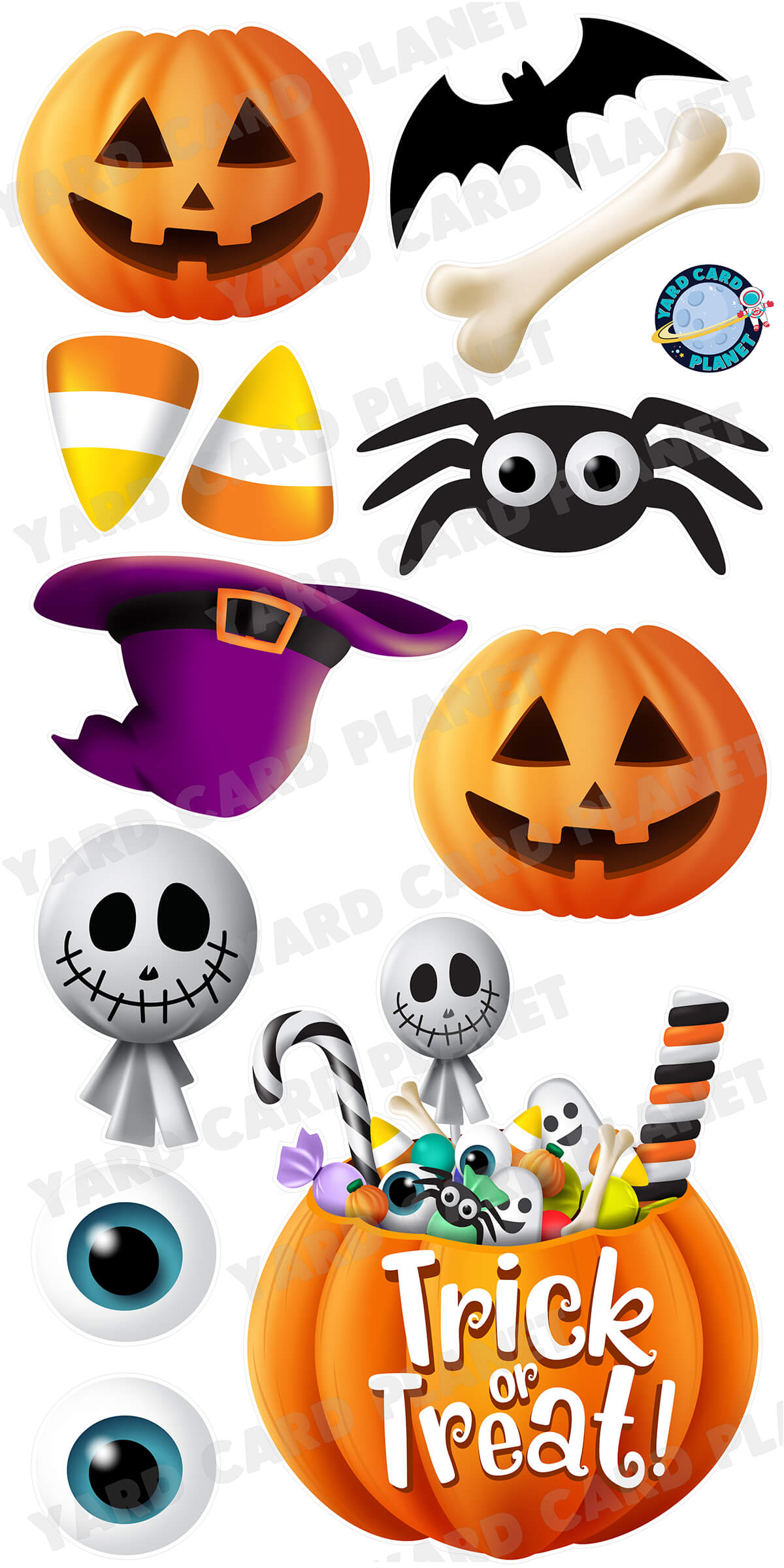 Trick or Treat Halloween Pumpkin Sign and Yard Card Flair Set