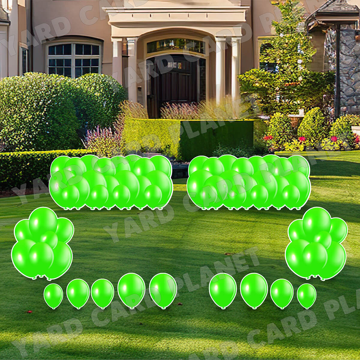 Neon Green Balloon Panels, Bouquets and Singles Yard Card Set