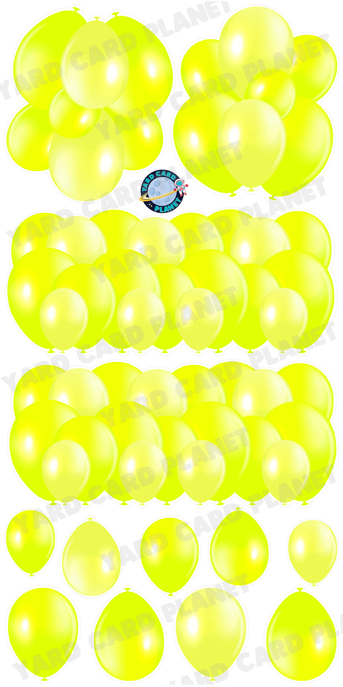 Neon Yellow Balloon Panels, Bouquets and Singles Yard Card Set