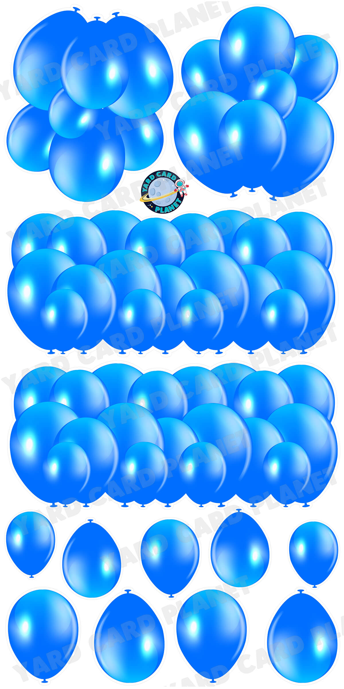 Neon Blue Balloon Panels, Bouquets and Singles Yard Card Set