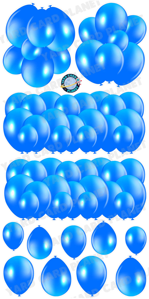 Neon Blue Balloon Panels, Bouquets and Singles Yard Card Set