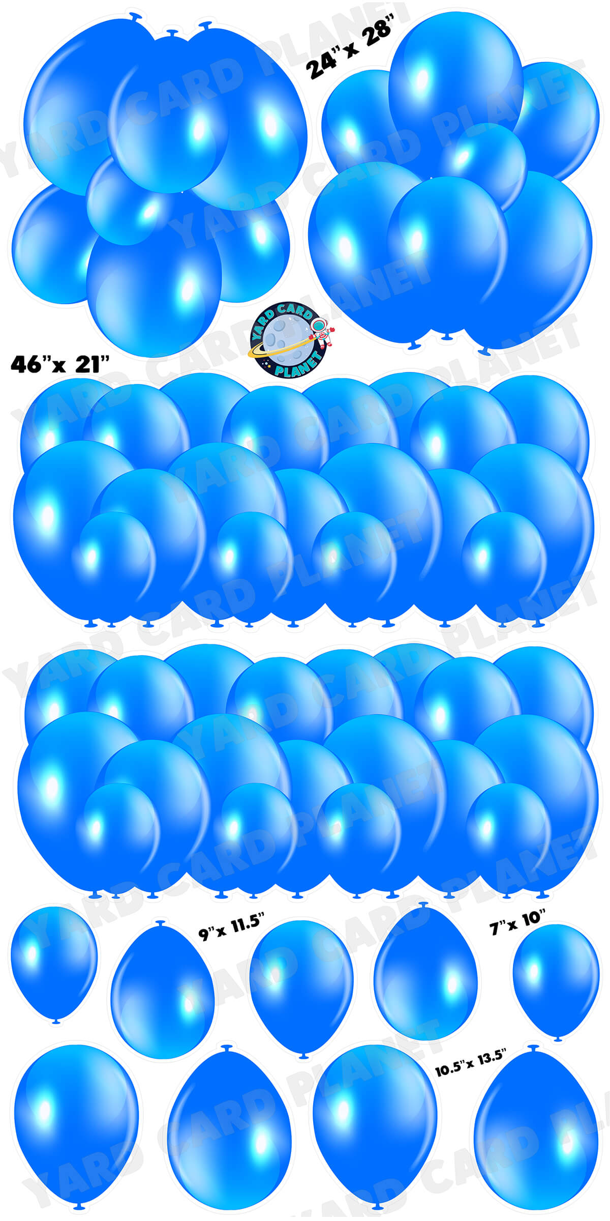 Neon Blue Balloon Panels, Bouquets and Singles Yard Card Set