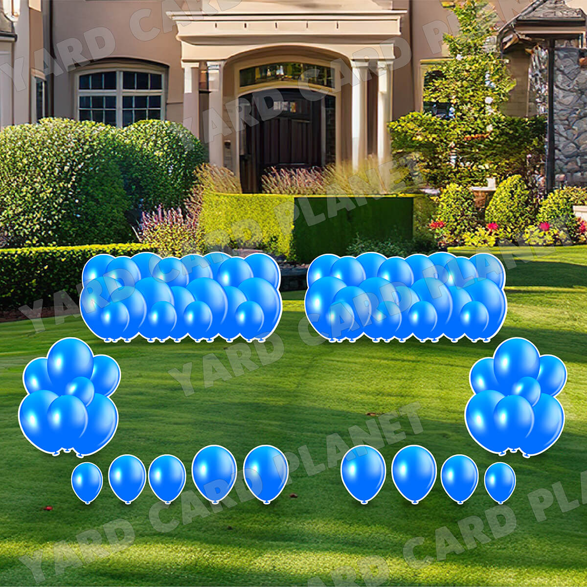 Neon Blue Balloon Panels, Bouquets and Singles Yard Card Set