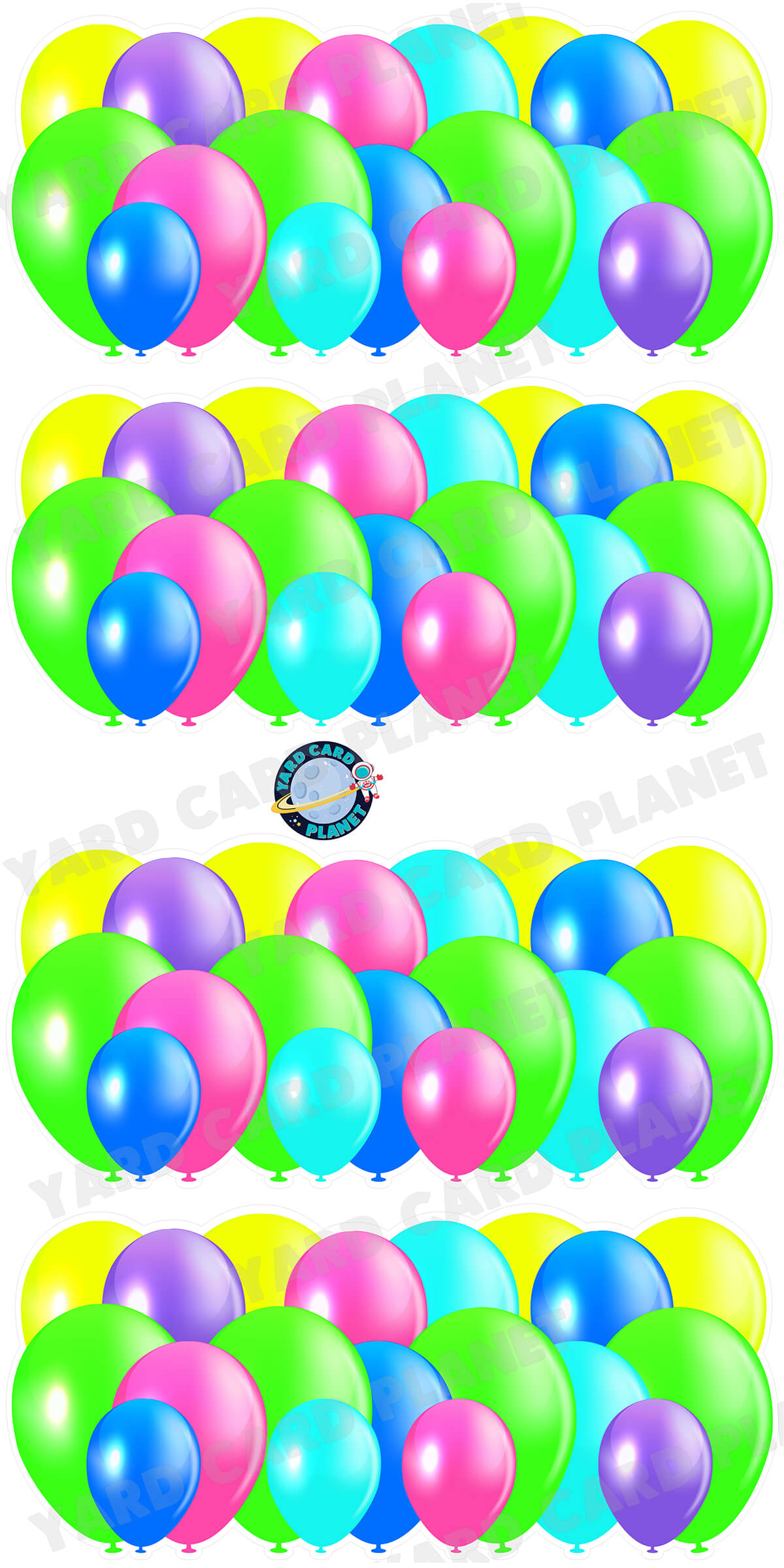 Multi Neon Colored Balloon Panels Yard Card Set