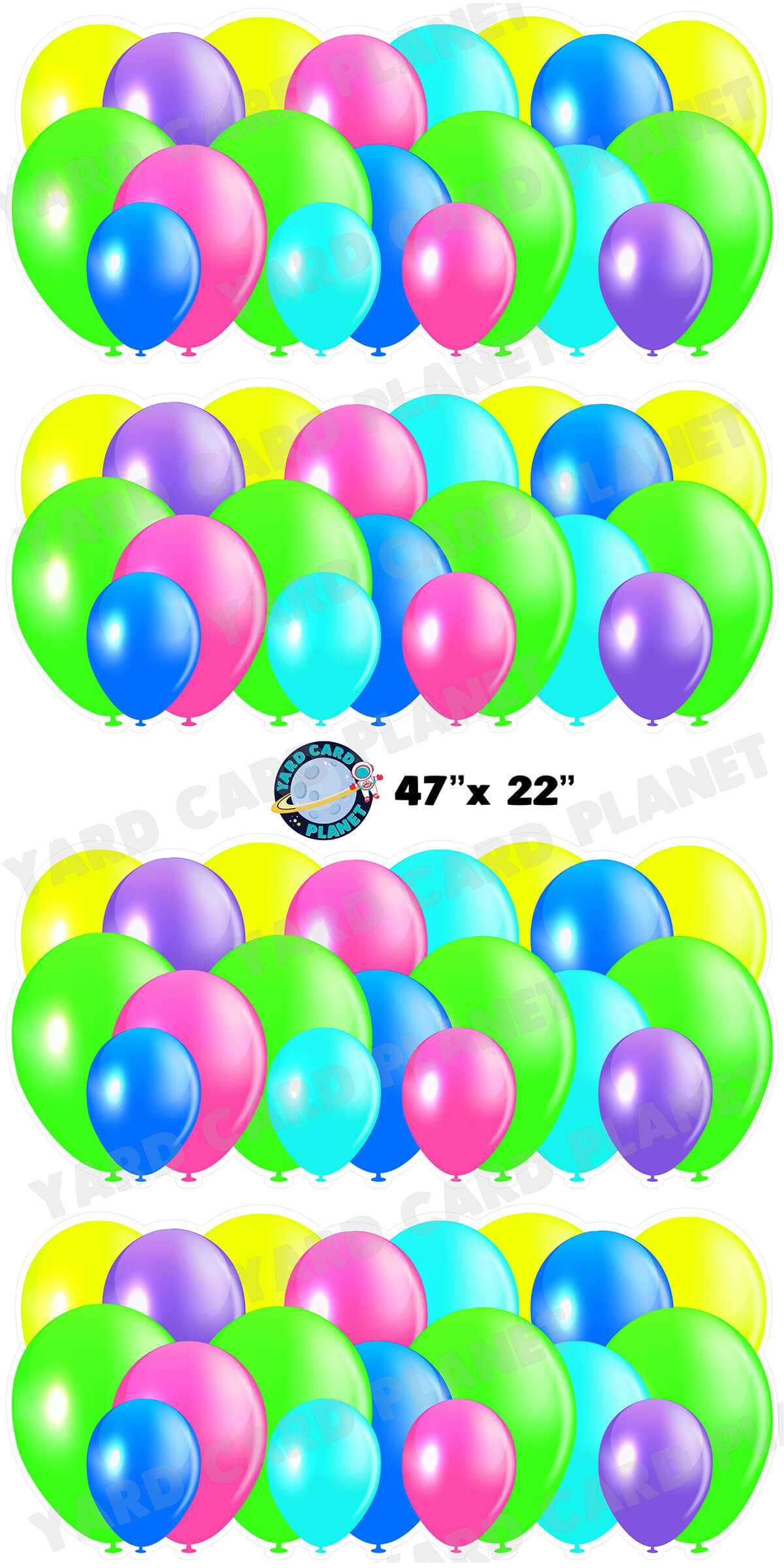 Multi Neon Colored Balloon Panels Yard Card Set