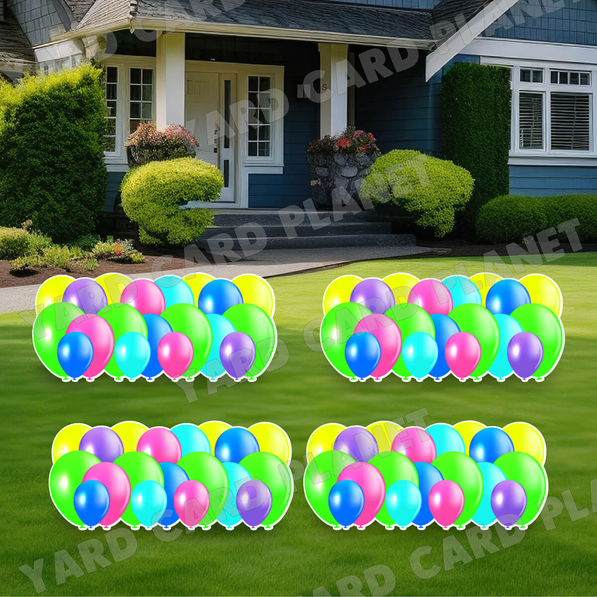 Multi Neon Colored Balloon Panels Yard Card Set