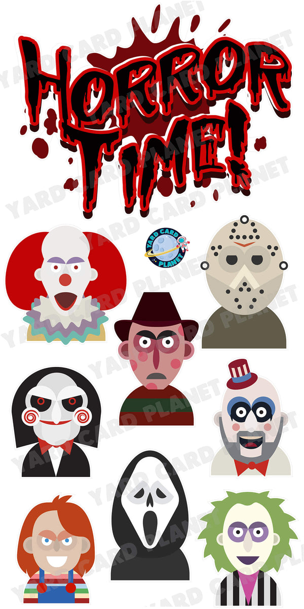 Halloween Terror Time EZ Quick Sign and Scary Movie Characters Yard Card Flair Set