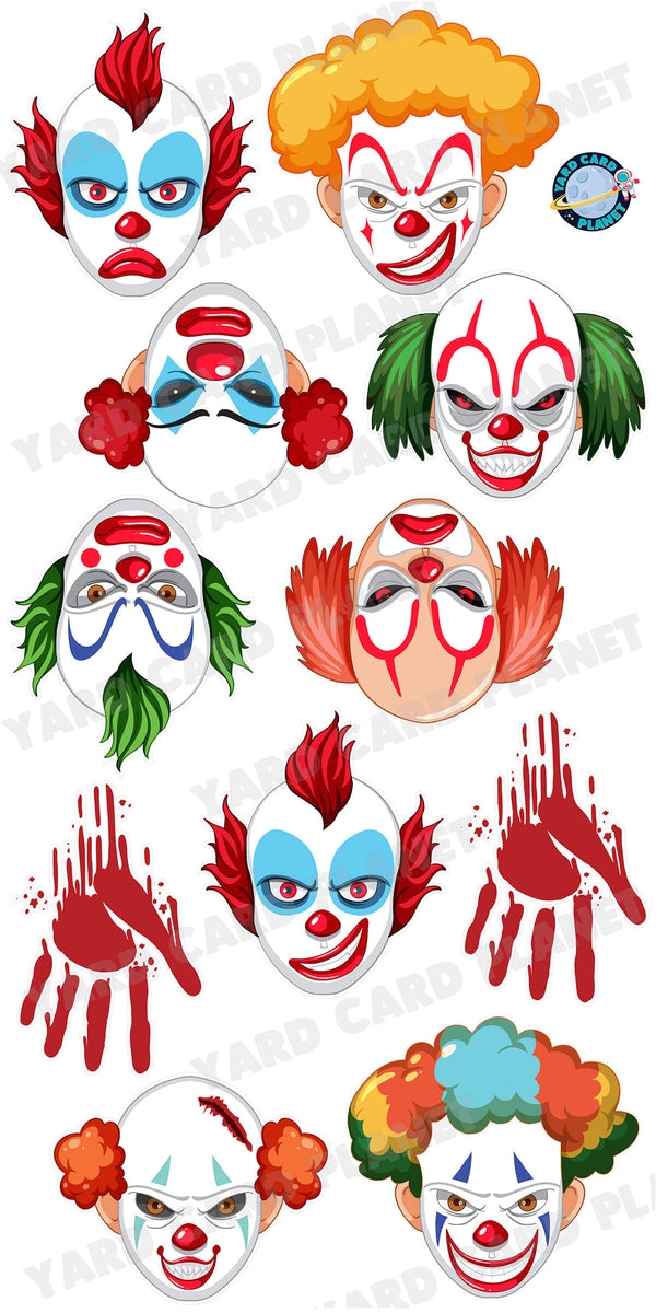 Evil Scary Clowns Yard Card Flair Set