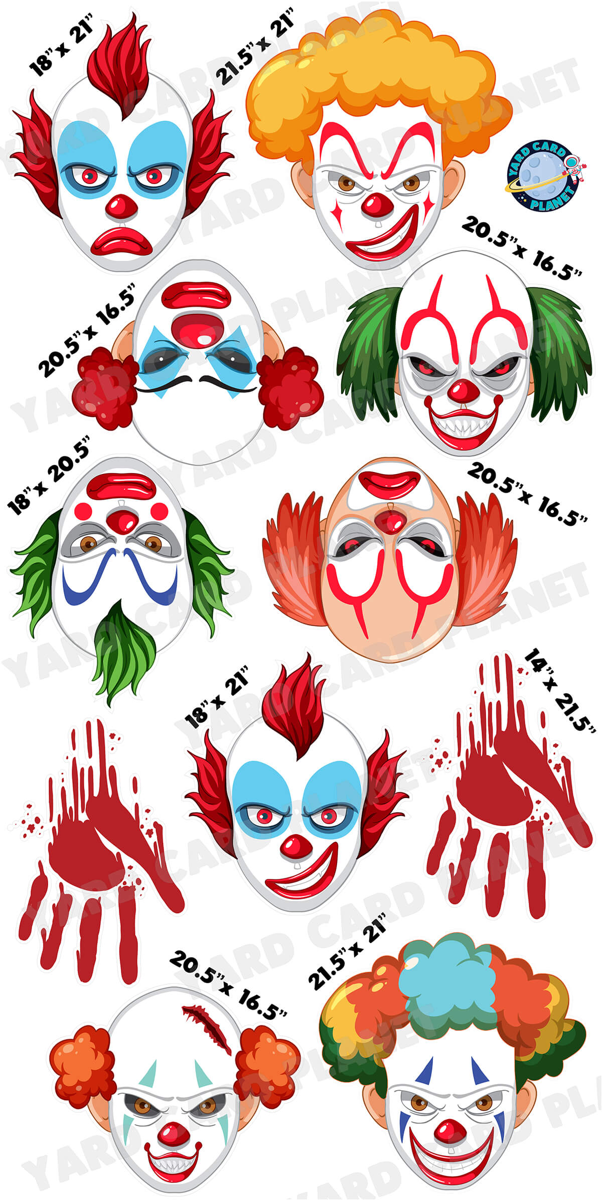 Evil Scary Clowns Yard Card Flair Set