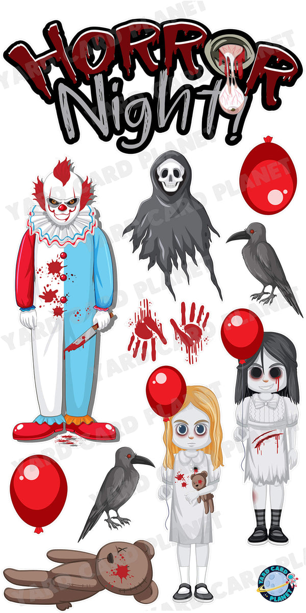 Horror Night EZ Quick Sign and Spooky Characters Yard Card Flair Set