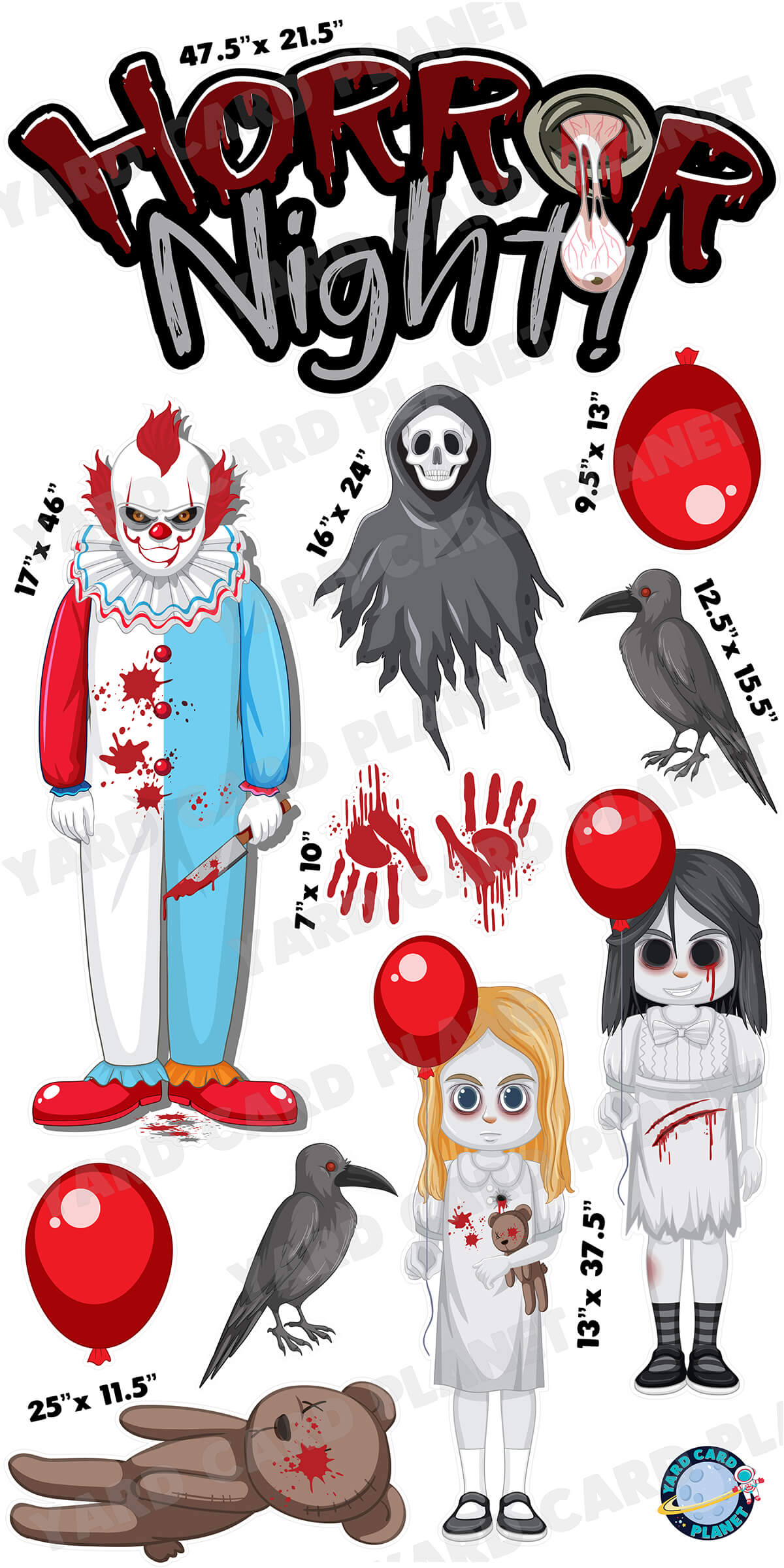 Horror Night EZ Quick Sign and Spooky Characters Yard Card Flair Set