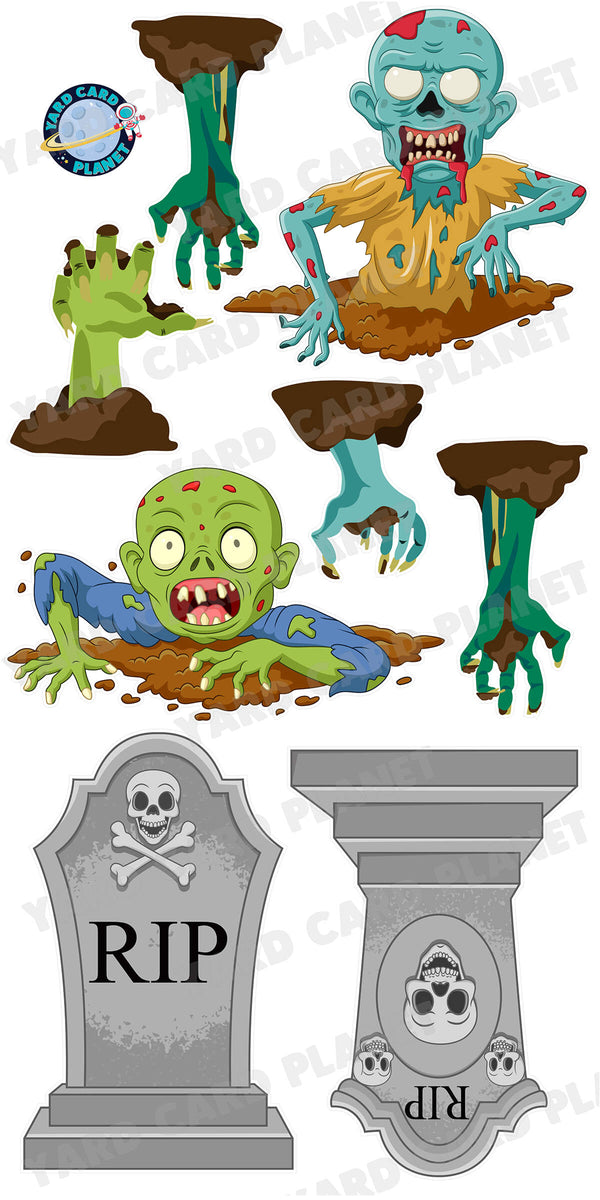 Zombies and Gravestones Yard Card Flair Set
