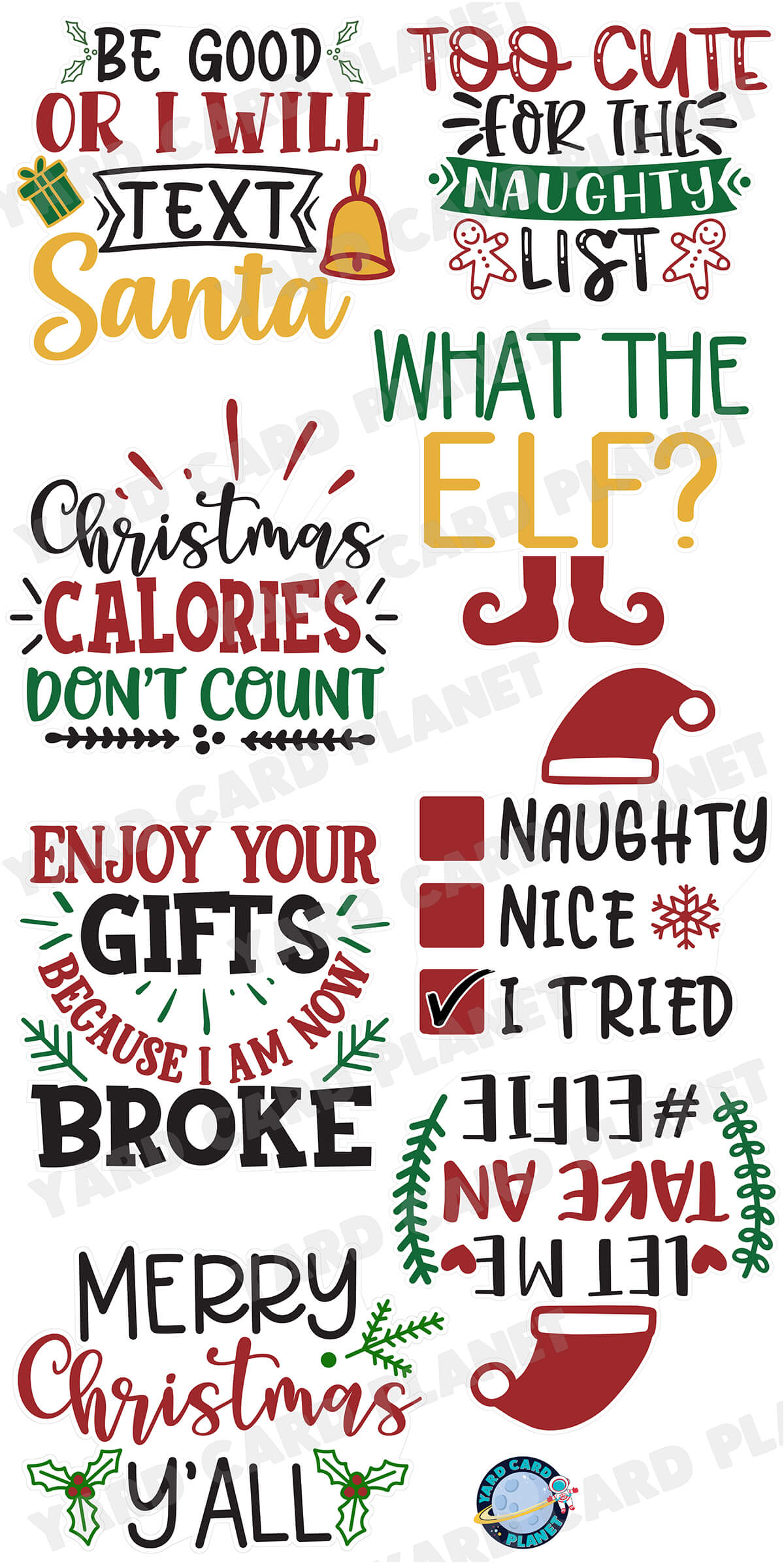 Funny Christmas Signs Yard Card Flair Set