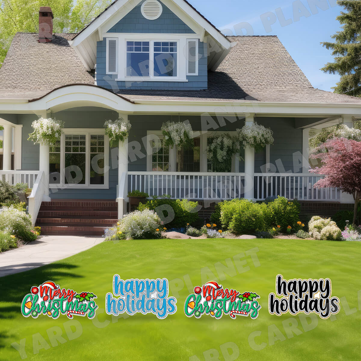 Merry Christmas and Happy Holidays EZ Quick Yard Card Signs