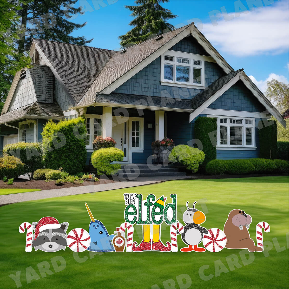 You've Been Elfed Christmas Yard Card Set - orders UV High resolution Coroplast printing. HALF SHEET