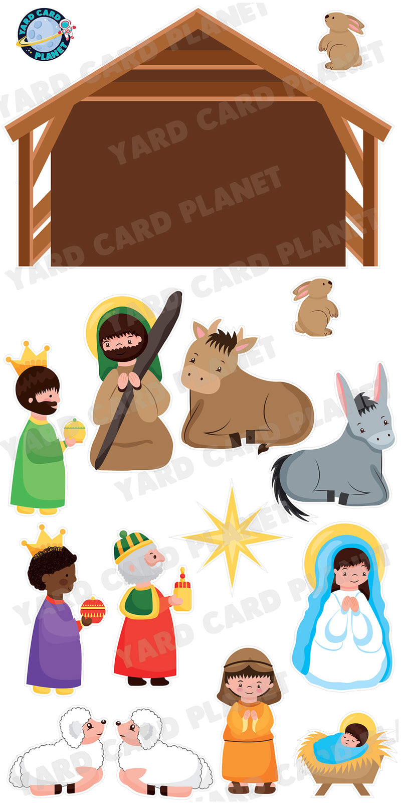 Christmas Nativity Scene Yard Card Flair Set