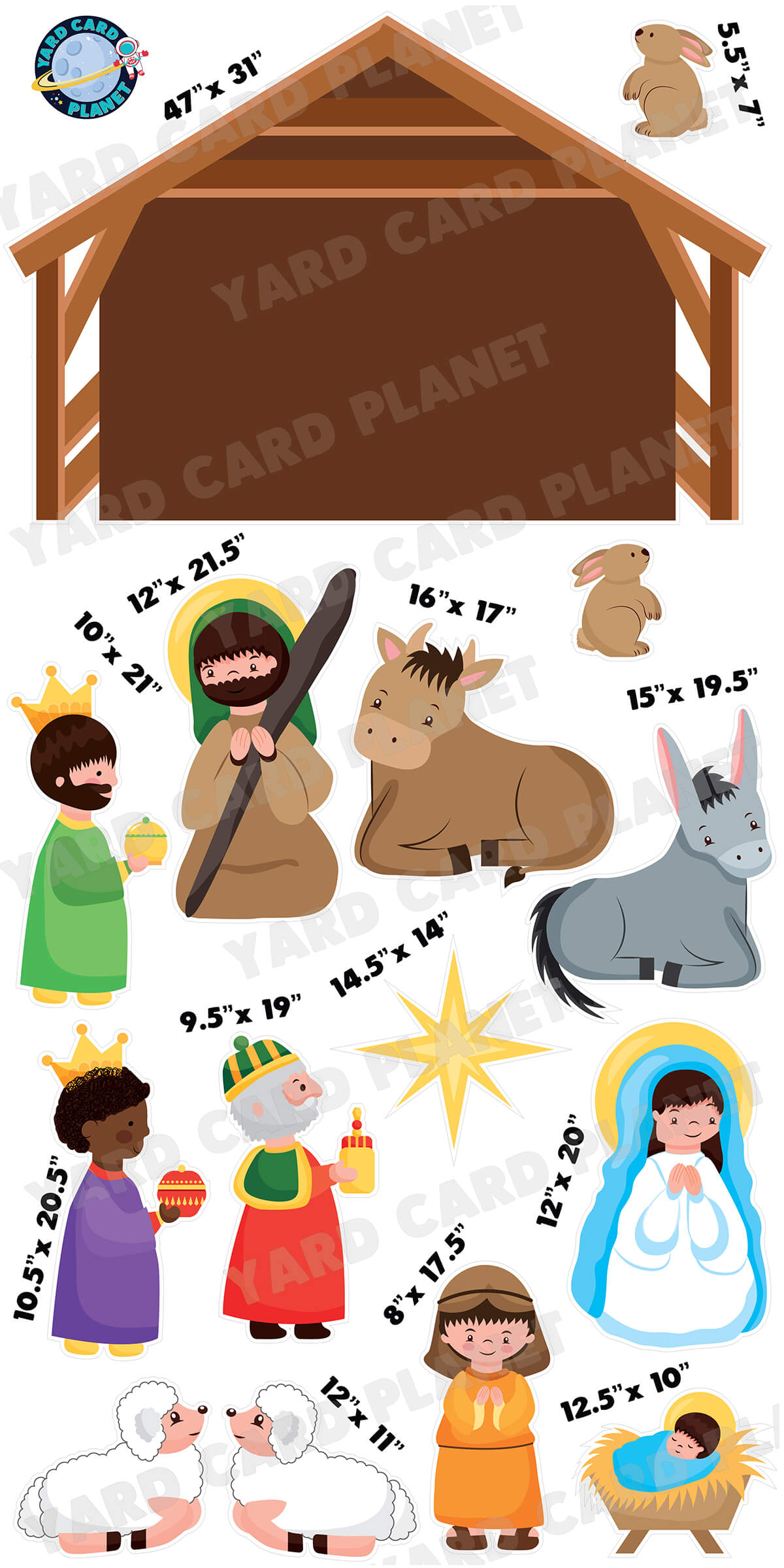 LARGE NATIVITY SCENE Christmas Yard Cards authentic uv High resolution Coroplast printing. Half Sheet